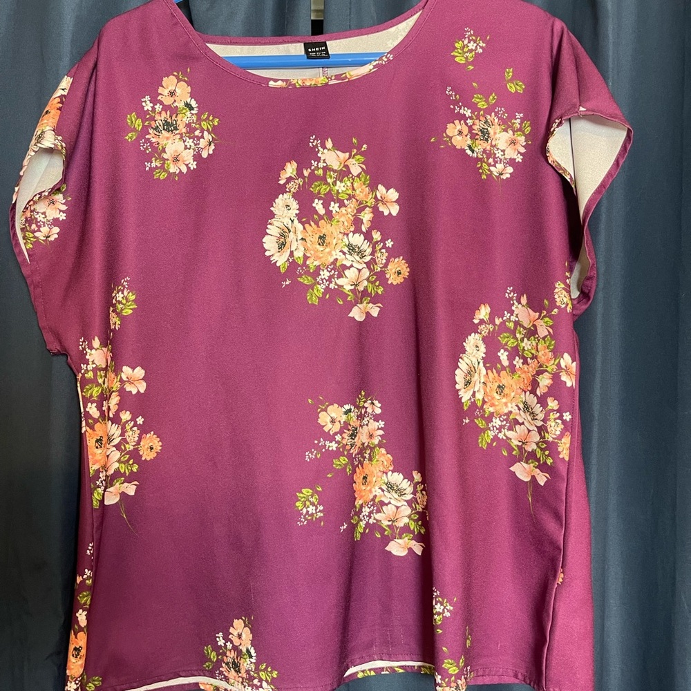 SHEIN Purple Floral Blouse